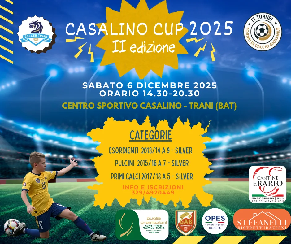 Locandina ufficiale Casalino Cup 2025 II Edizione a Trani