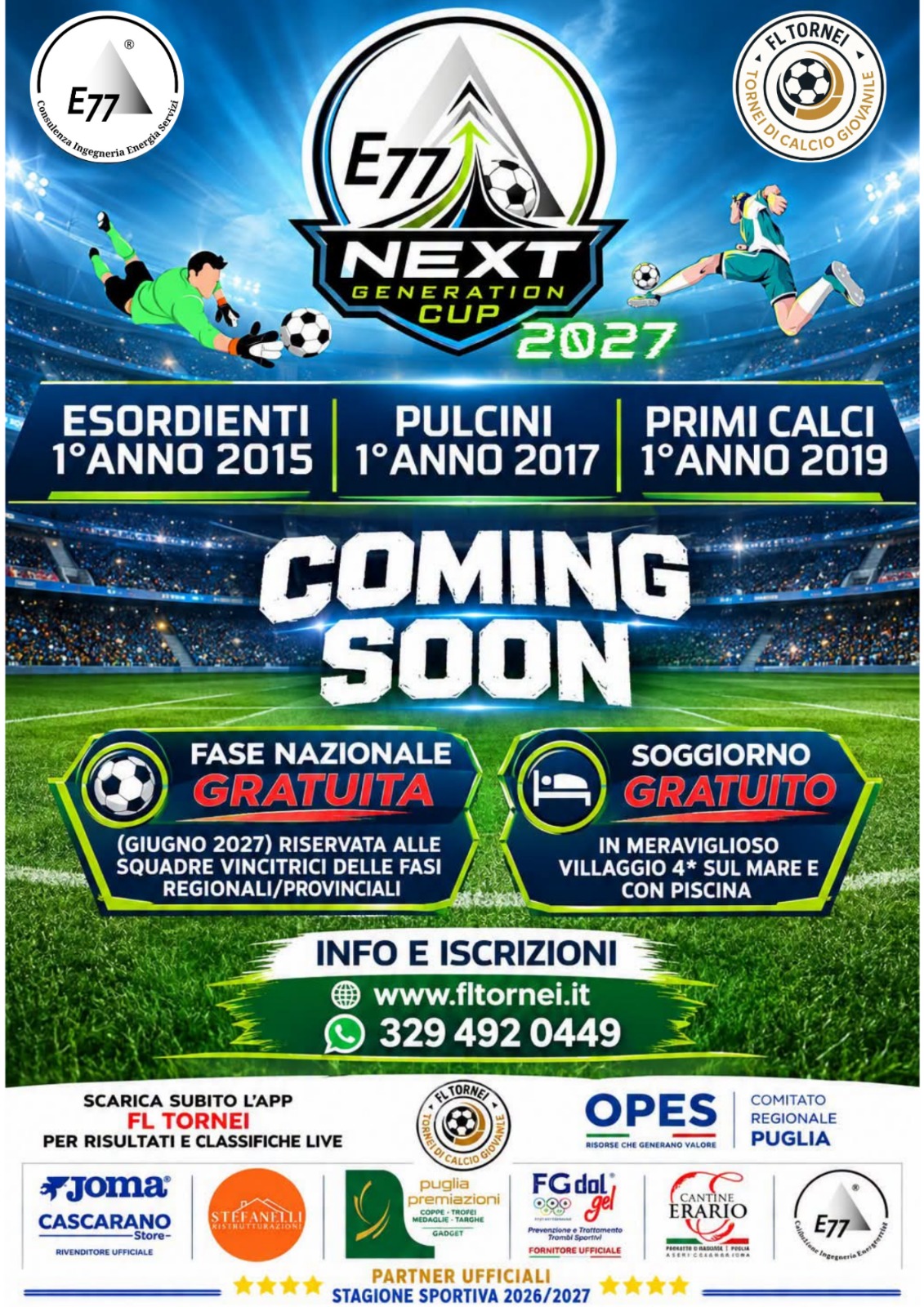 Locandina ufficiale E77 Next Generation Cup Edizione 2027 a Da definire