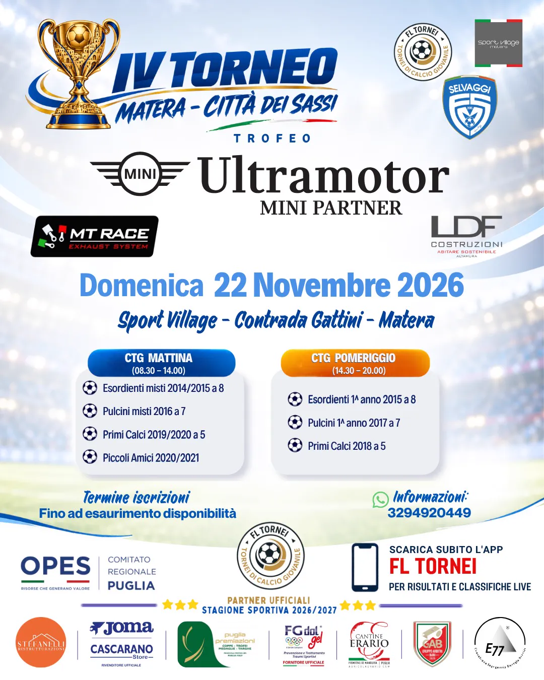 Locandina ufficiale IV Torneo Matera "Città dei Sassi" – Trofeo Ultramotor IV Edizione a Matera