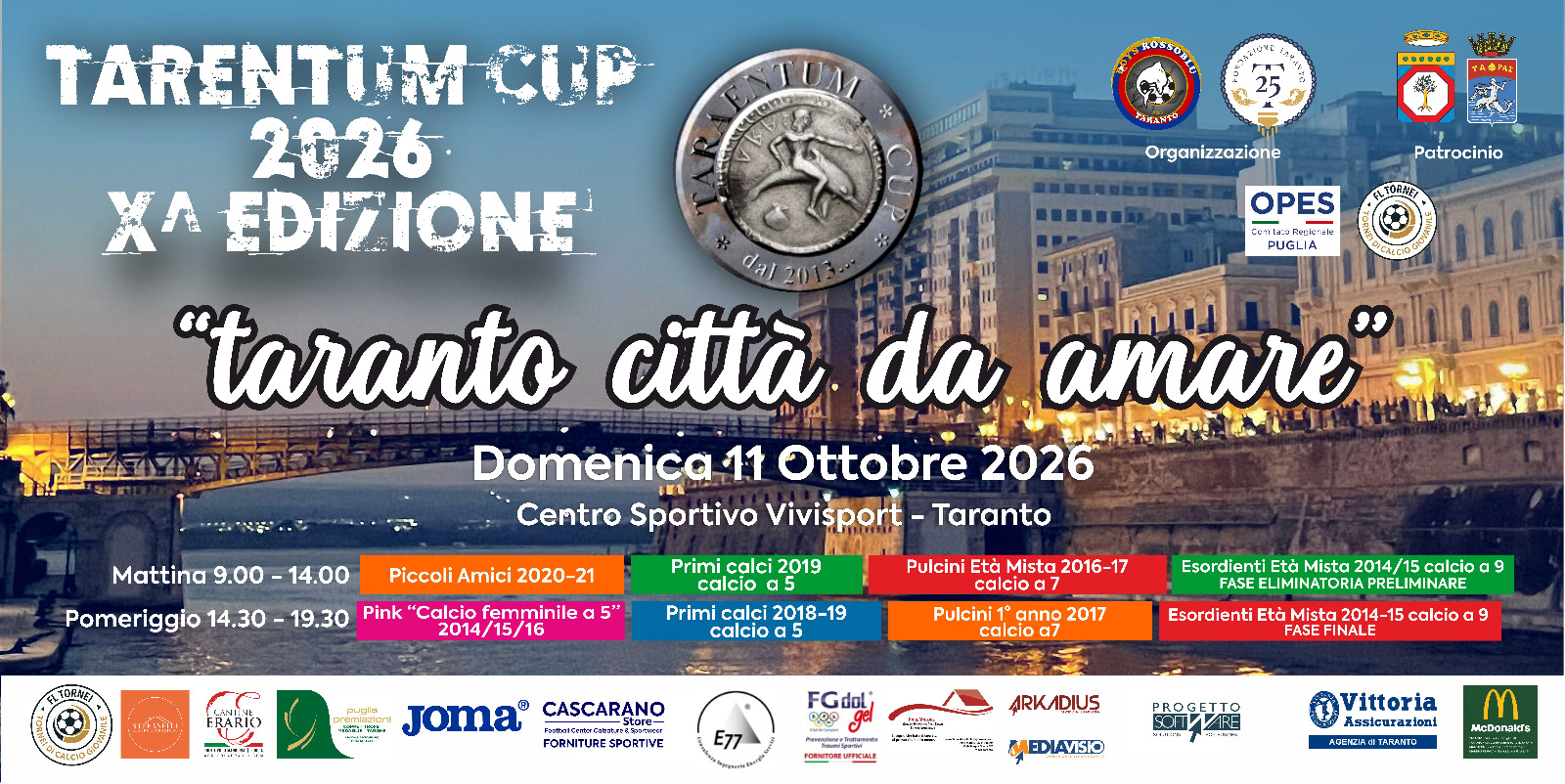 Locandina ufficiale Tarentum Cup 2026 X Edizione — "Taranto città da amare" a Taranto