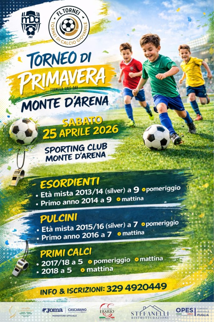 Locandina ufficiale Torneo di Primavera Monte d'Arena a Torchiarolo