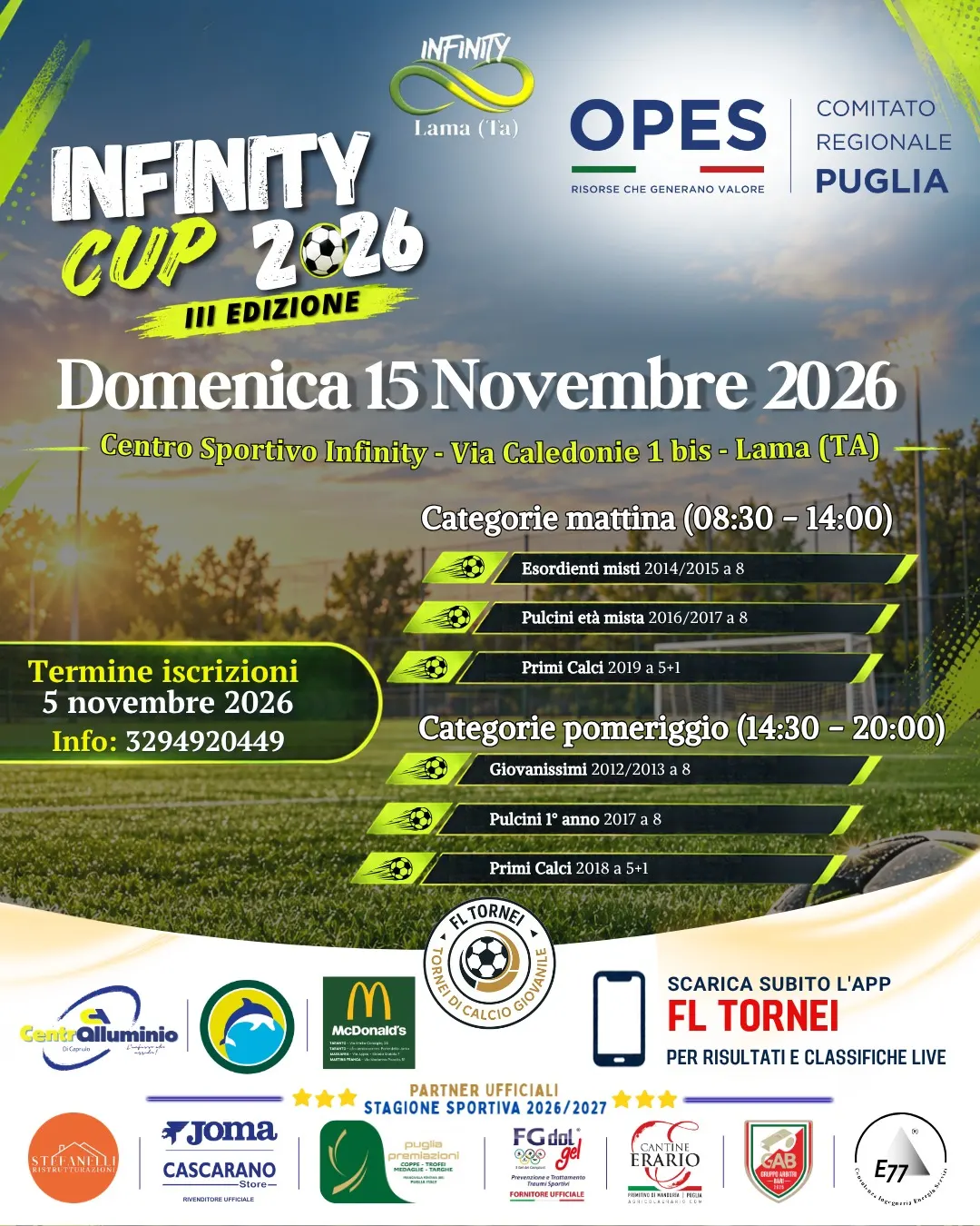 Locandina ufficiale Infinity Cup 2026 III Edizione a Lama (TA)