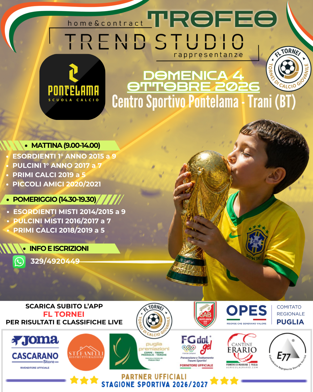 Locandina ufficiale Trofeo Trend Studio – Pontelama Stagione 2026/2027 a Trani
