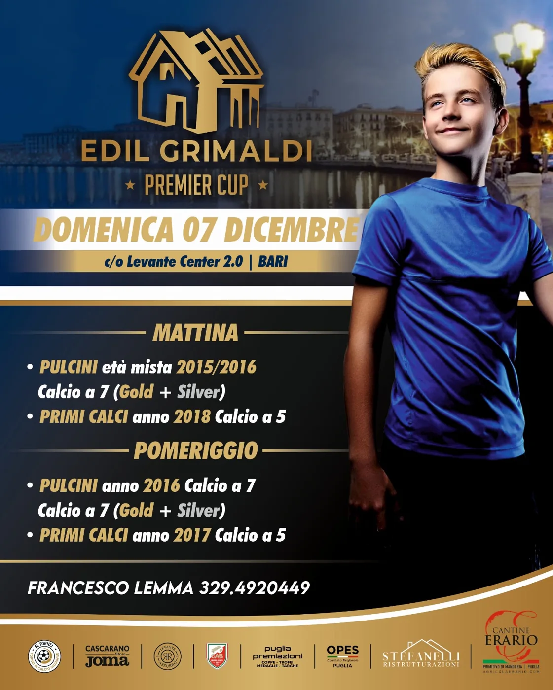 Locandina ufficiale Edil Grimaldi Premier Cup a Bari