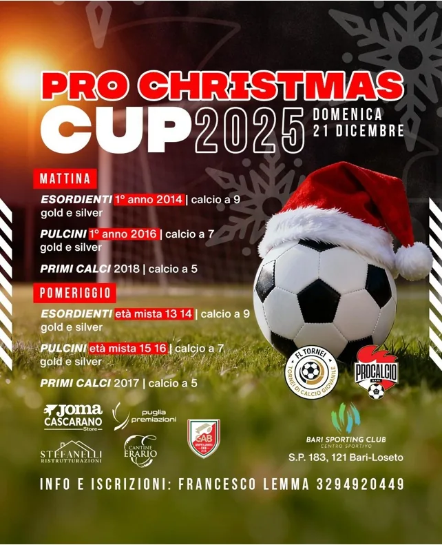 Locandina ufficiale Pro Christmas Cup 2025  a Bari