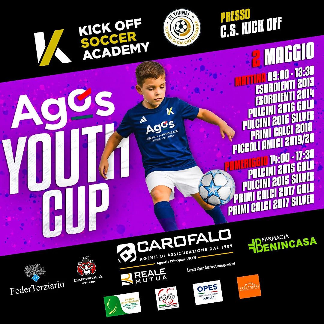 Locandina ufficiale Agos Youth Cup 2026 a Lecce