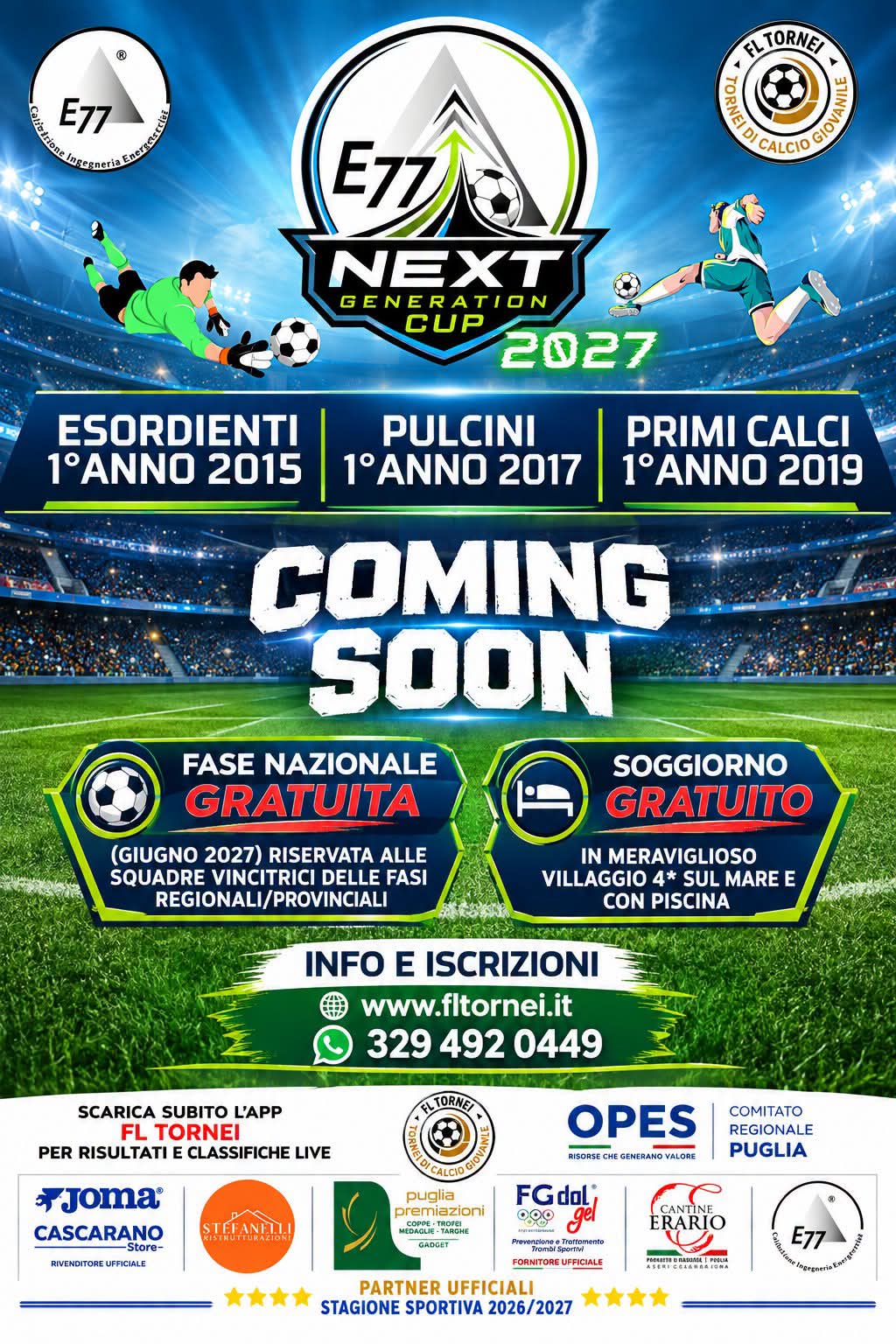 Locandina ufficiale E77 Next Generation Cup Edizione 2027 a Da definire