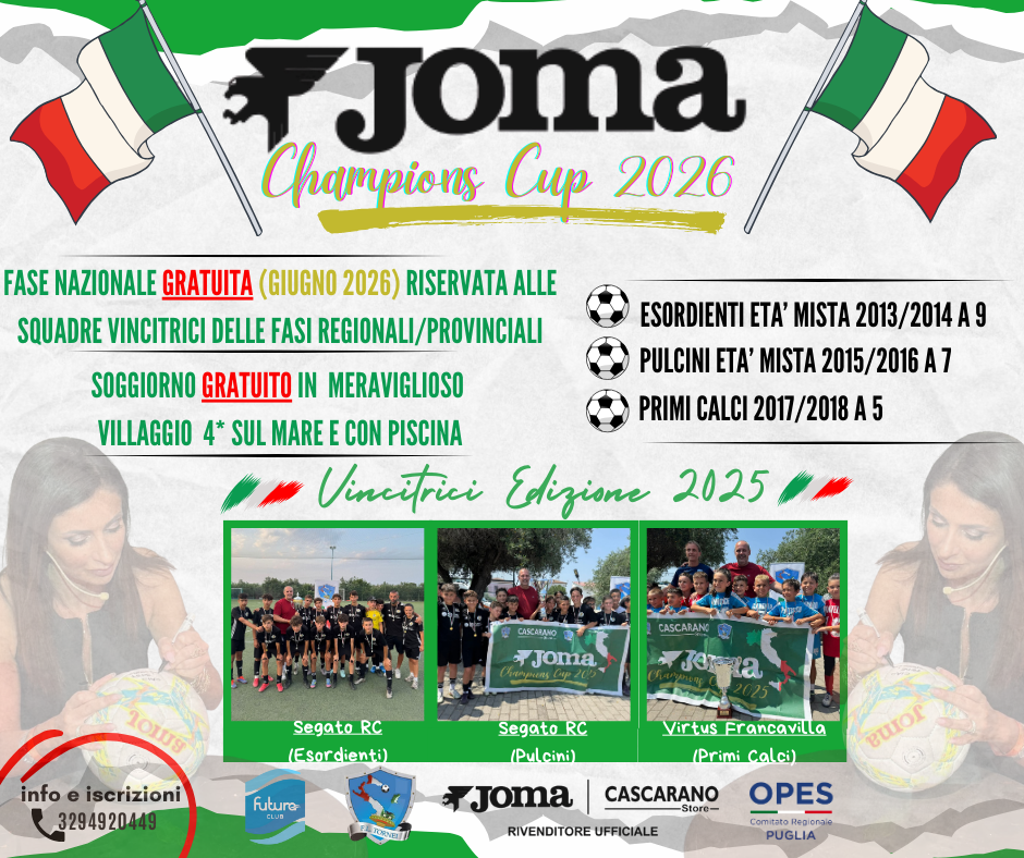 Locandina ufficiale Joma Champions Cup 2026 II Edizione a Rossano Calabro