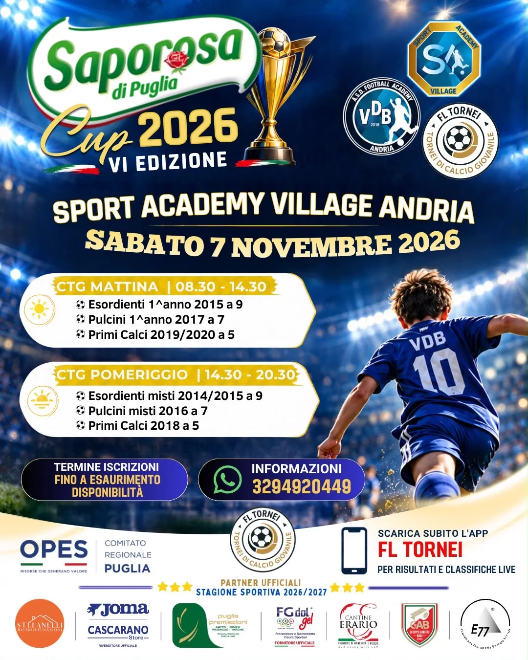 Locandina ufficiale Saporosa Cup 2026 VI Edizione a Andria