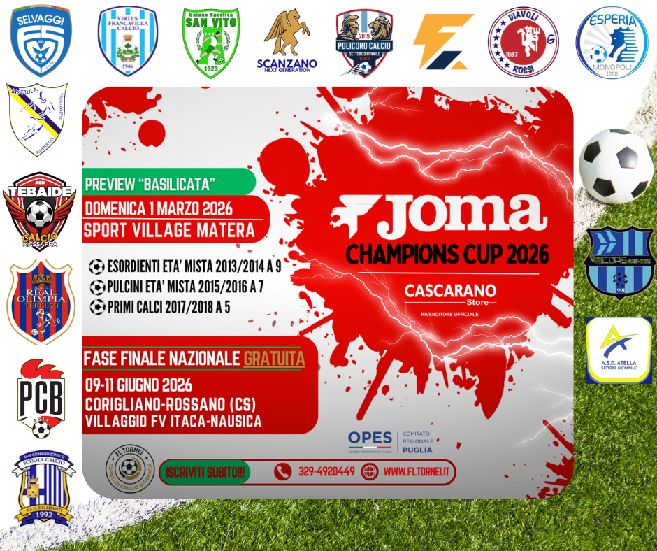 Locandina ufficiale Joma Champions Cup 2026 – Preview Basilicata a Matera